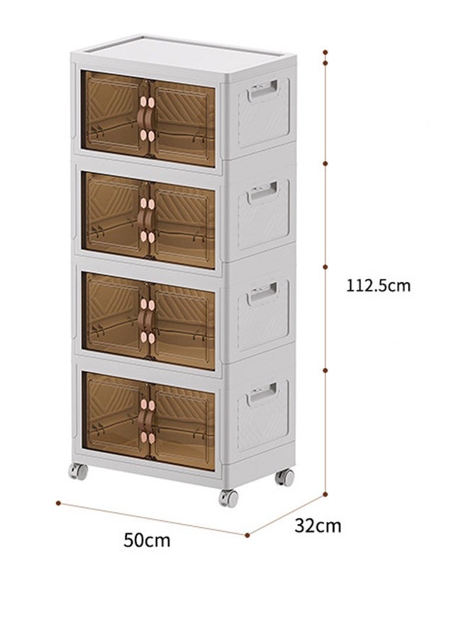 keke - 4 Layers Multi-Functional Foldable Storage Cabinet with Doors and Wheels (136L) - Image 1