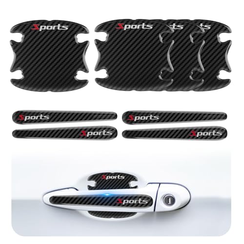 VKQTS 8PCS Car Door Handle ProtectorCarbon Fiber Car Door Handle Scratch ProtectorUniversal Doors Cup Protectors Automotive Exterior Accessories Fit for Most Cars SUVs - Image 1