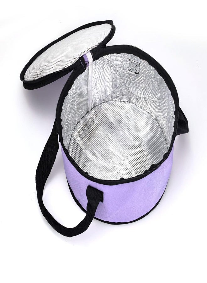 Haimenlite Set of 2 Polyester Fabric Round Thermal Casserole Carrier,Reusable Insulated Lunch Cooler Bag,Pie Carrier for Potluck,Picnics,Collapsible Cooler for Hot/Cold Food,11X7 inch (Purple) - Image 4