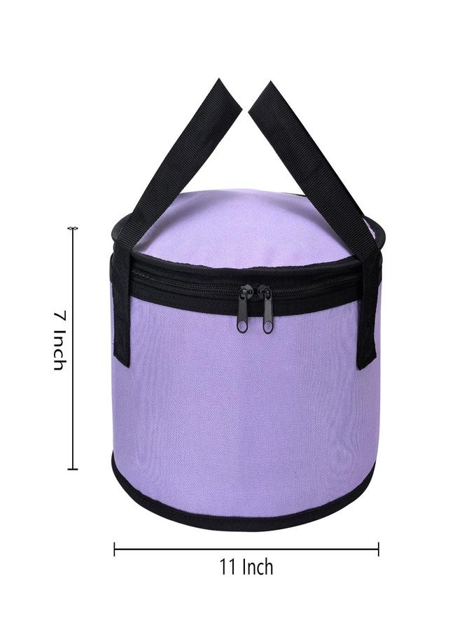 Haimenlite Set of 2 Polyester Fabric Round Thermal Casserole Carrier,Reusable Insulated Lunch Cooler Bag,Pie Carrier for Potluck,Picnics,Collapsible Cooler for Hot/Cold Food,11X7 inch (Purple) - Image 2