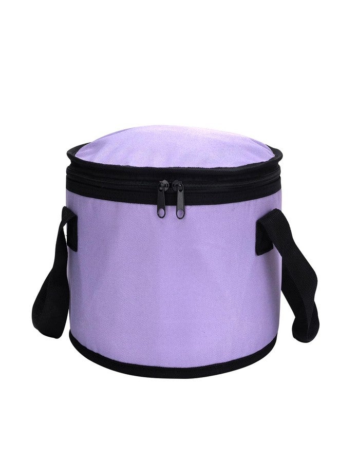 Haimenlite Set of 2 Polyester Fabric Round Thermal Casserole Carrier,Reusable Insulated Lunch Cooler Bag,Pie Carrier for Potluck,Picnics,Collapsible Cooler for Hot/Cold Food,11X7 inch (Purple) - Image 3
