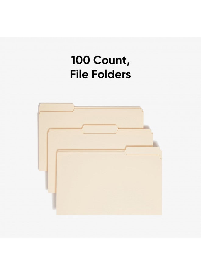 Smead File Folder, 1/3-Cut Tab, Assorted Positions, Legal Size, Manila, 100 per Box (15330)