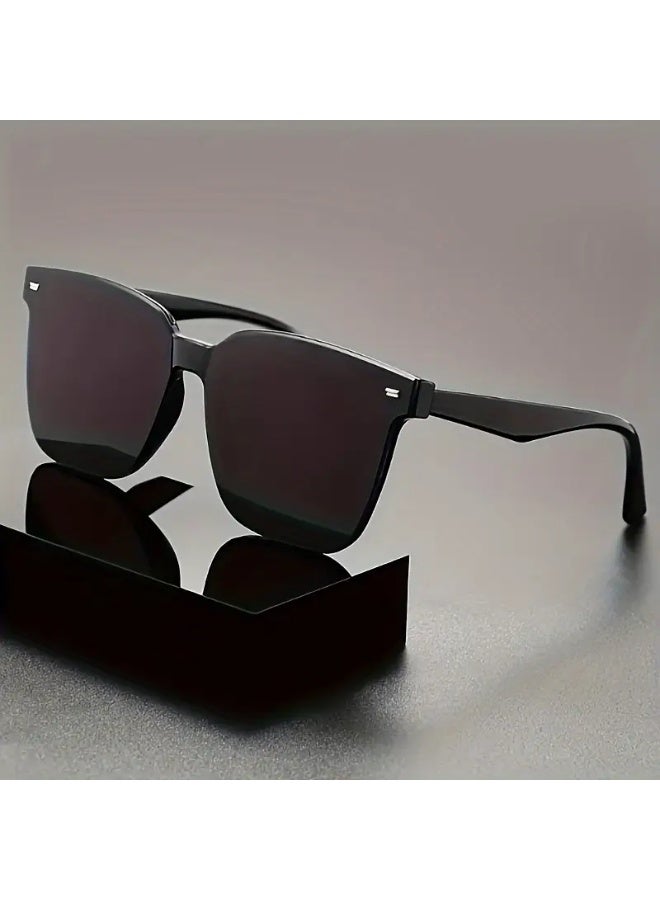 SCENT HOUSE 1pc Black Oversized Cat-Eye Glasses - Unisex Round Frame with Large Lens, Lightweight Durable PC Material, Fashionable Decorative Eyewear for Men & Women, Casual & Formal Wear, Everyday Fashion Accessory, Fashionable Eyewear, Modern Eyewear, Sleek Eyewear, Highquality Eyewear, Statement Eyewear, Fashion Enthusiasts, Trendy Eyewear, Stylish Frames, Sturdy Construction, Statement Piece, Fashion Lovers (Includes eyeglass case),sunglasses - Image 3