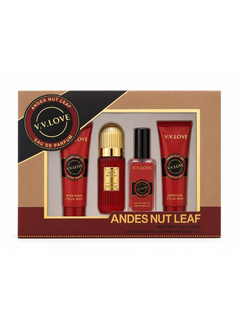 مجموعة عطر V.V.LOVE أنديز نت ليف Andes Nut Leaf - أو دو بارفان، ما بعد الحلاقة، جل استحمام