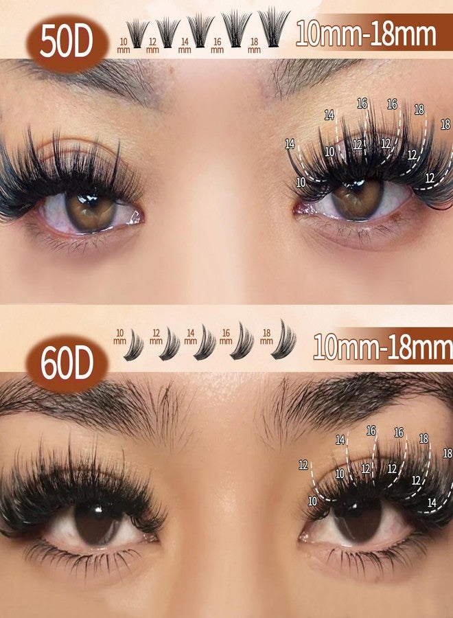 CMAYOME Lash Clusters Kit 50D+60D Volume Lash Extension Kit 300Pcs Individual Lashes DIY Eyelash Extensions with Bond & Seal, Brush and Tweezers （10-18mm ） - Image 4