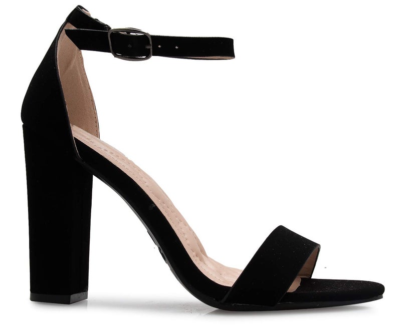Olivia K Women's Strappy Chunky Block High Heel - Formal, Wedding, Party ? Simple Classic Pump Black Nubuck - Image 2