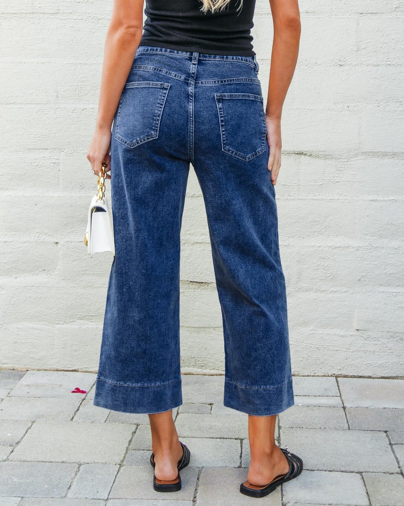 GRAPENT Denim Jeans Summer Casual Women Jeans High Waist Womens Straight Leg High Rise Jean Capris Wide Leg Capris for Women High Waist Capri Pants Stretchy Color Medium Blue Large Size 12 to 14 - Image 2