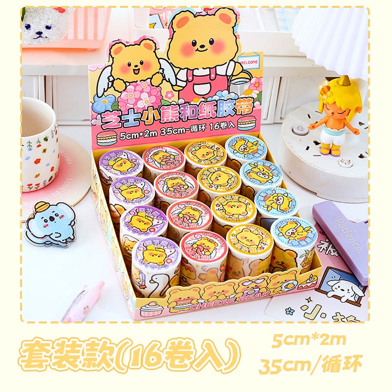 Capibara Washi Tape Cute Stationery Sticker 99192- cheese bear washi tape single roll
