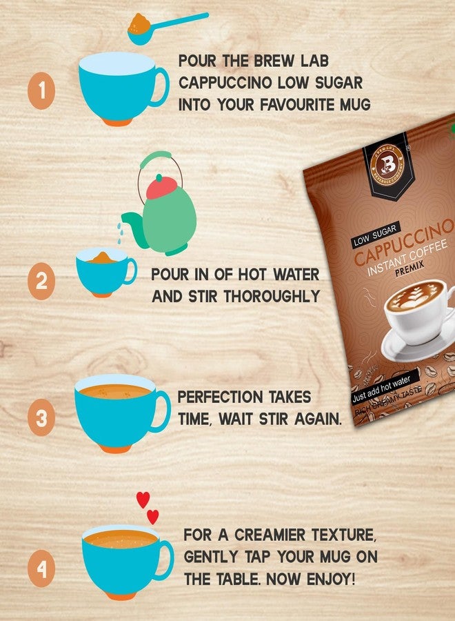 Brew Lab instant Cappuccino Coffee Premix with Low Sugar| 3 Steps Preparations- No Equipment Required Instant Coffee (1 kg) - Image 3