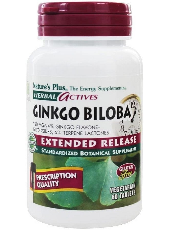 Nature's Plus Naturesplus Herbal Actives Ginkgo Biloba Extended Release 120 Mg 60 Vegan Tablets Vegetarian Gluten Free 60 Servings - Image 2