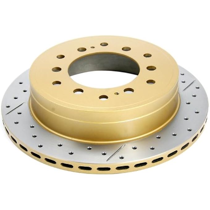 DBA DBA793X Street 4x4 Survival Series Gold Disc Brake Rotor CrossDrilled and Slotted Rear Vented