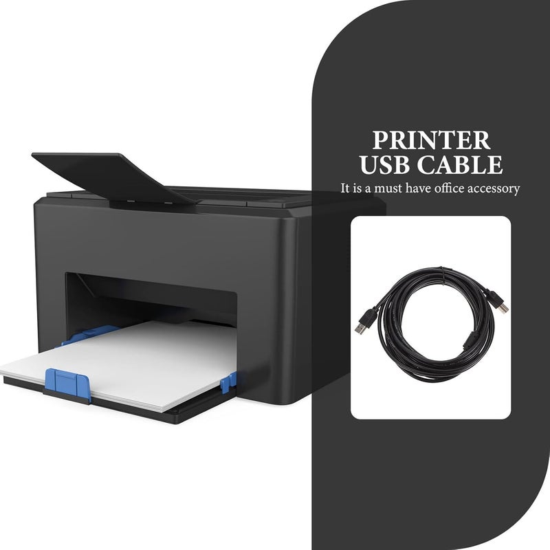 كابل USB عالمي للطابعات بنواة نحاسية، طوله 5 أمتار، لونه أسود، ملحق طباعة مثالي للاستخدام في المكتب والمنزل، متوافق مع أجهزة الفاكس والطابعات - Image 3