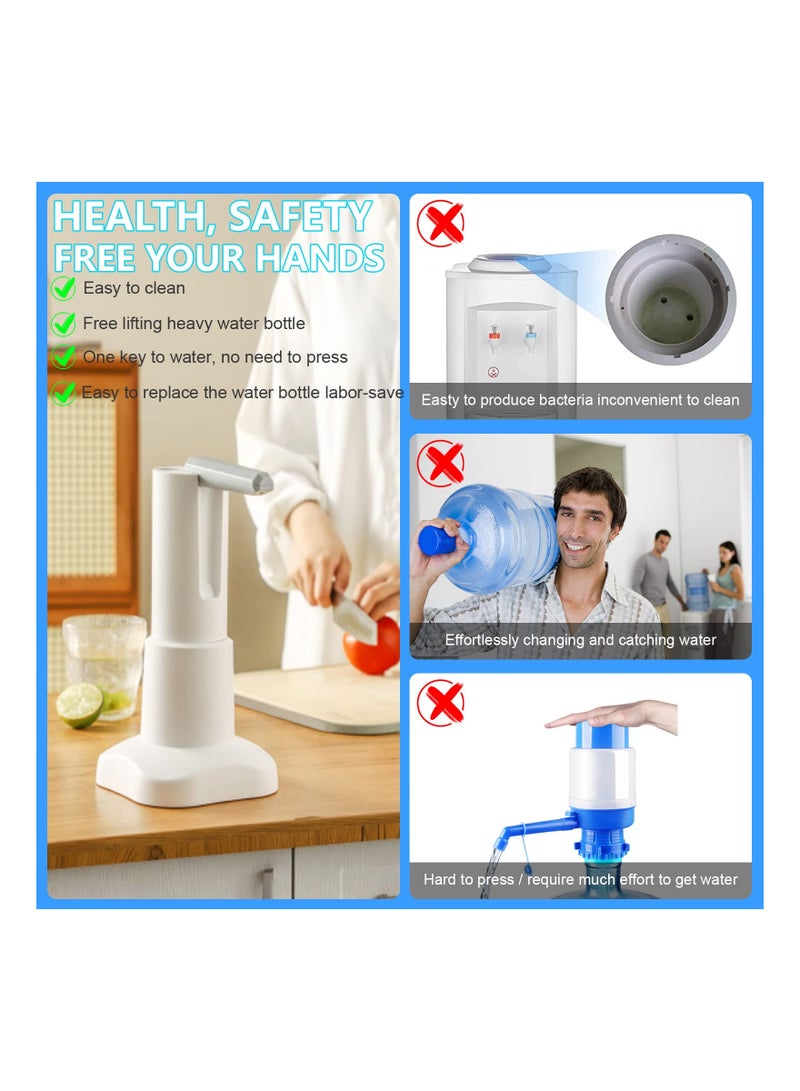 SYOSI Desktop Water Bottle Pump, Electric Bottle Pump USB Powered Convenient Hydration DeviceDispenser Desktop Hydration Station Office Water Pump for 5 Gallon & Universal Bottles, Home, Office, Outdoor - Image 3