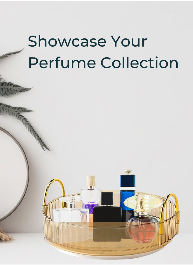Sortify Rotating Perfume Tray, Luxury Acrylic Perfume Organizer, Lazy Susan 360° Rotating Perfume Stand, Showcase Your Cologne Collection with Aesthetic Vanity Tray Gold Color 6.3x23x23cm  - Image 2