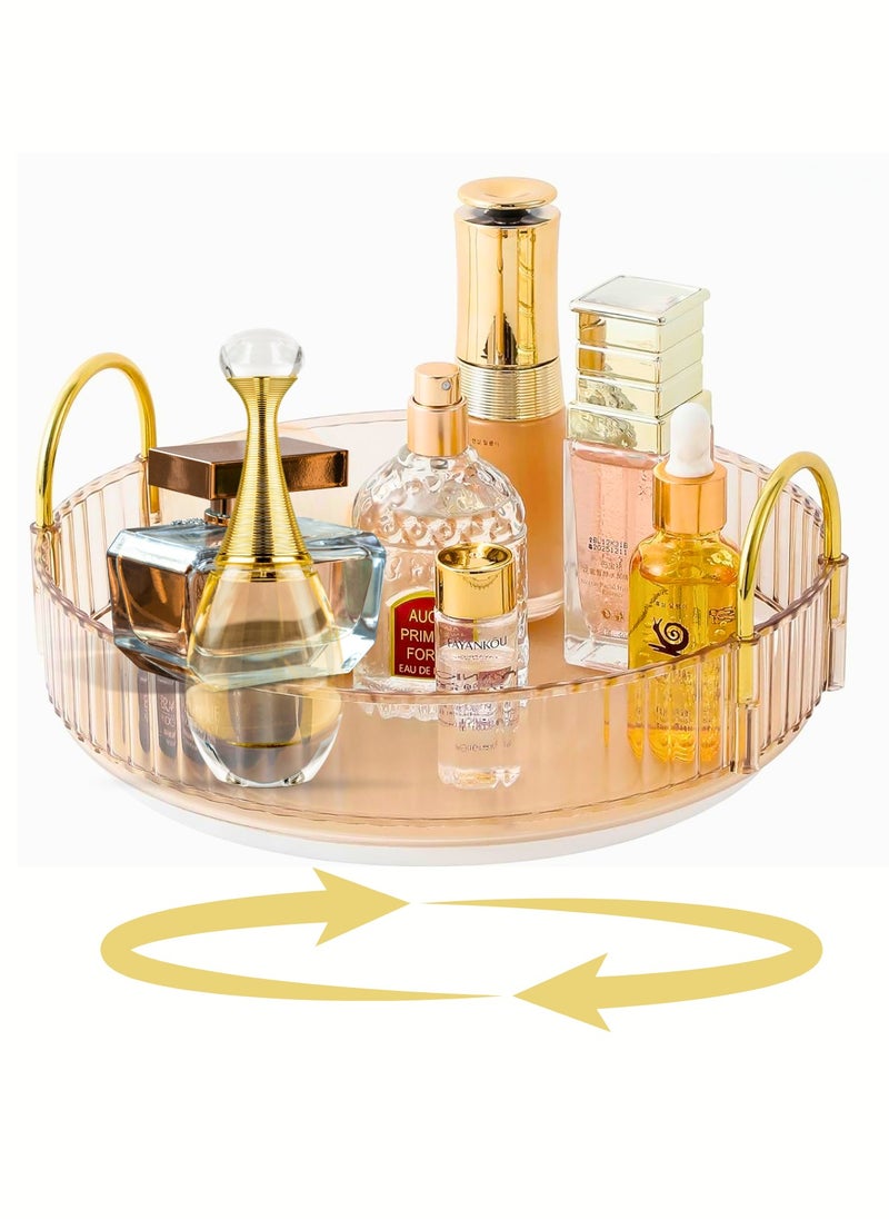 Sortify Rotating Perfume Tray, Luxury Acrylic Perfume Organizer, Lazy Susan 360° Rotating Perfume Stand, Showcase Your Cologne Collection with Aesthetic Vanity Tray Gold Color 6.3x23x23cm  - Image 1