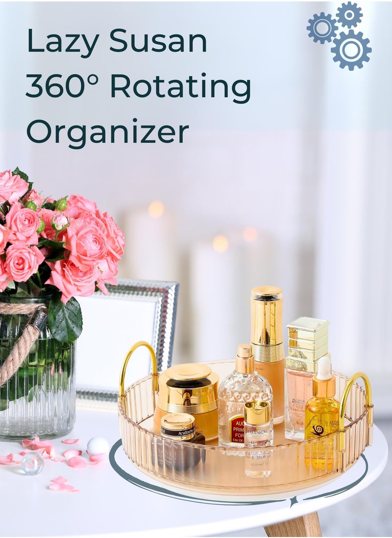 Sortify Rotating Perfume Tray, Luxury Acrylic Perfume Organizer, Lazy Susan 360° Rotating Perfume Stand, Showcase Your Cologne Collection with Aesthetic Vanity Tray Gold Color 6.3x23x23cm  - Image 4