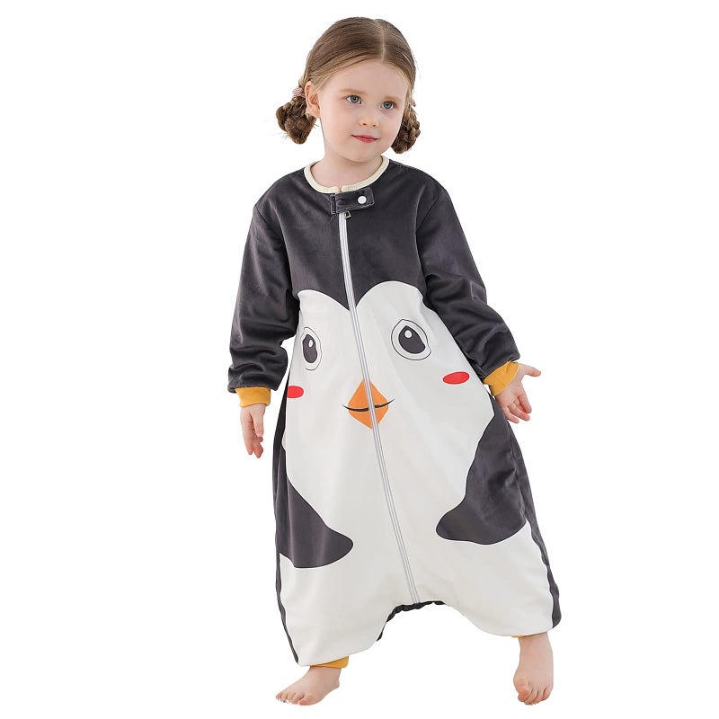 MICHLEY Baby Sleeping Bag Sack Long Sleeve with Feet Winter Swaddle Wearable Blanket for Boys GirlsPenguin13Years