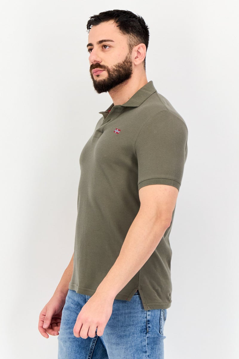 Nordland قميص بولو بأكمام قصيرة مزخرف للرجال بتصميم عادي، زيتوني - Image 2