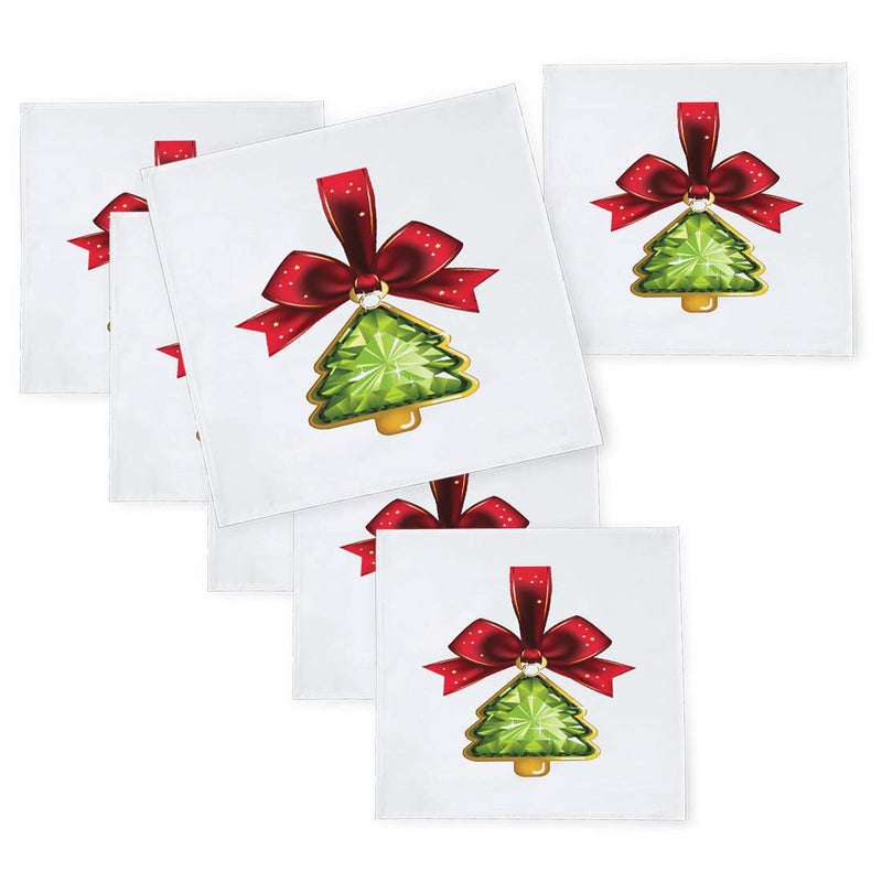 Khakee 6 Pcs Christmas Theme Silk Table Napkins 10x 10 for Xmas Decoration Christmas OrnamentsChristmas Giftxmas21658 - Image 1