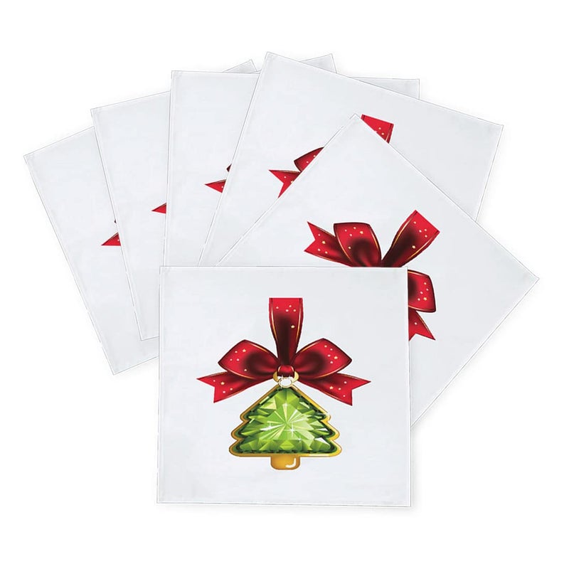 Khakee 6 Pcs Christmas Theme Silk Table Napkins 10x 10 for Xmas Decoration Christmas OrnamentsChristmas Giftxmas21658 - Image 2