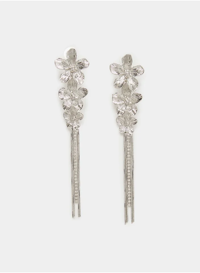 ستايلي Embellished Floral Dangle Earrings