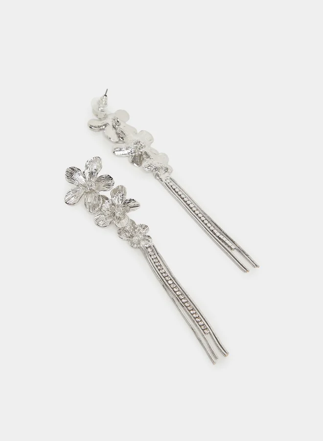 Styli Embellished Floral Dangle Earrings