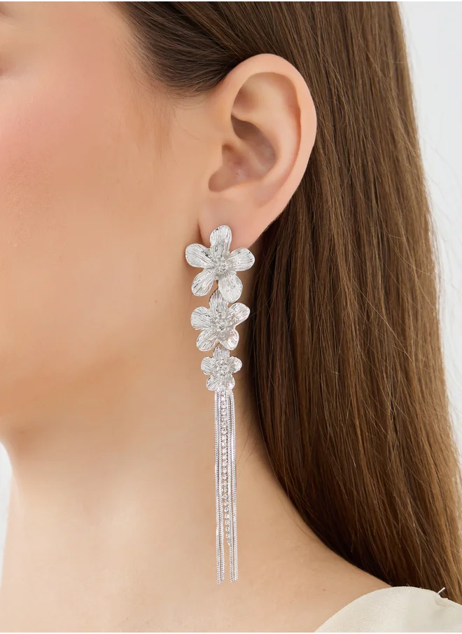 ستايلي Embellished Floral Dangle Earrings