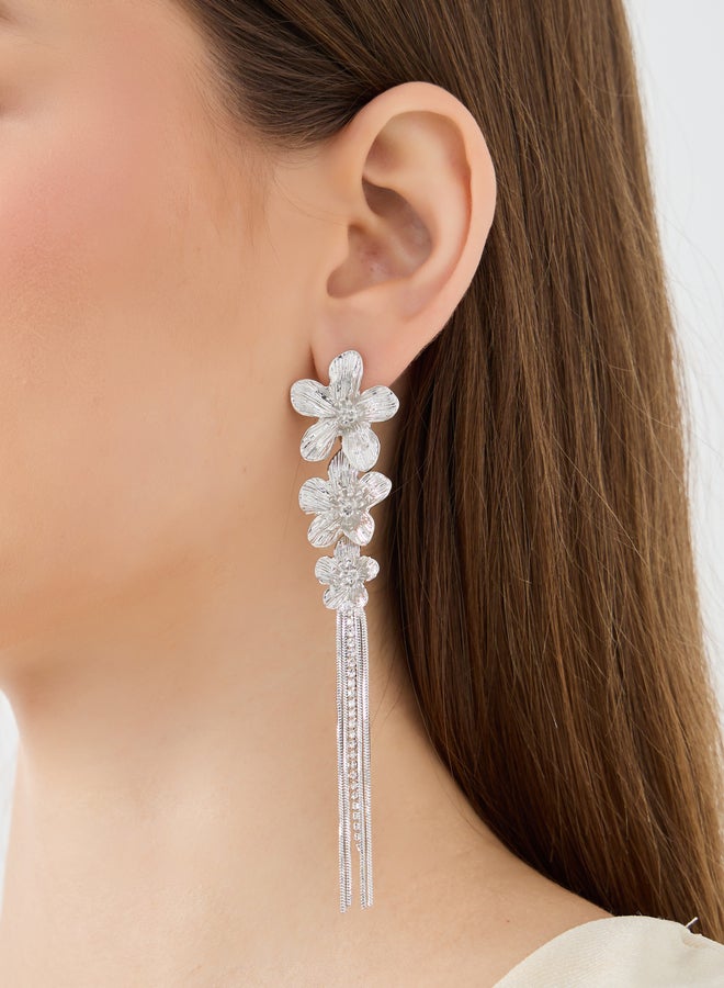Styli Embellished Floral Dangle Earrings  - Image 2