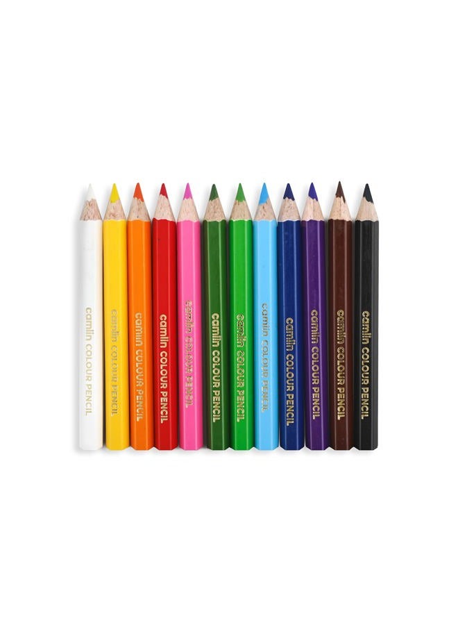 Camlin Camel Half Size Color Pencil with Sharpener - 12 Shades - Image 2