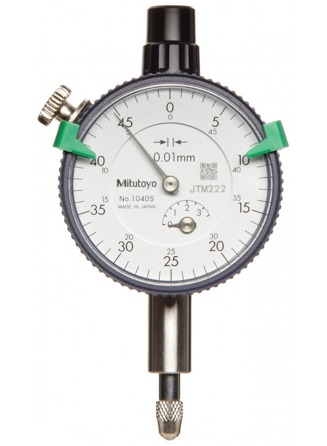 Mitutoyo 2109S-10 Dial Indicator, M2.5X0.45 Thread, 8mm Stem Dia., Lug Back, White Dial, 0-100-0 Reading, 57mm Dial Dia., 0-1mm Range, 0.001mm Graduation, +/-0.005mm Accuracy - Image 1
