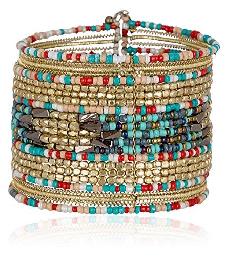 SPUNKYsoul Cuff Bracelets for Women Collection - Adjustable, Stylish Boho-Inspired Beaded Bracelets, Trendy Stackable Bead Bracelets, Ideal for Everyday Wear & Special Occasions (Red, Teal, Gold) - Image 3