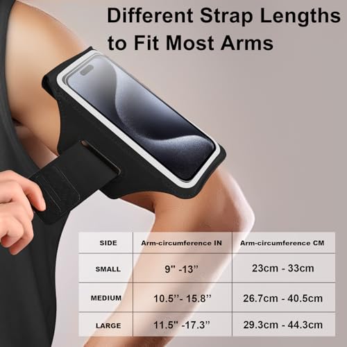 HAISSKY Running Armband with Earphone Bag Cell Phone Armband for iPhone 16 15 Pro 14 Plus 13 11 XR XS, Galaxy S24/S10 Water Resistant Sports Phone Holder Case & Zipper Slot Car Key Holder for 6.9 inch Phone - Image 3