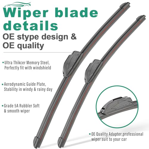 WINDSMILE 26" 16" 12" Windshield Wiper Blades Replacement for Hyundai Tucson 2010 2011 2012 2013 2014 2015 Premium All Weather Front Rear Wipers Set - OEM Quality (Pack of 3) - Image 3