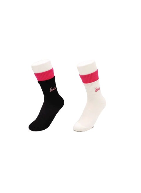 Step into style with these double cuff crew socks from the Barbie Collection, adding charm to your outfit.