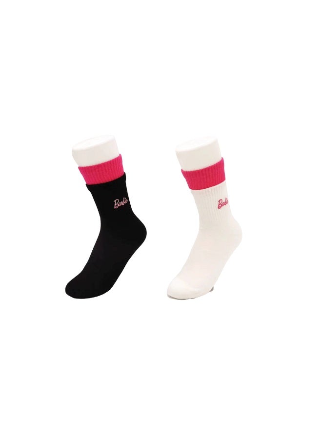 Step into style with these double cuff crew socks from the Barbie Collection, adding charm to your outfit.