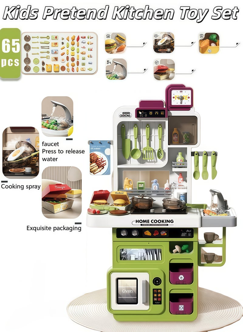 XiuWoo Kids Pretend Kitchen Toy,Kitchen Toy Set,82cm High Kitchen Playset for Kids,Separable Design Kids Pretend Kitchen Toys,Kitchen Pretend Play Toy Set Role Play Cookware Kitchen Playset Kitchen Accessories Toys Cooking Stove Steam with Realistic Lights, Sounds & Steam ,Male, Female, Baby, Child Cooking Simulation Kitchenware - Image 1