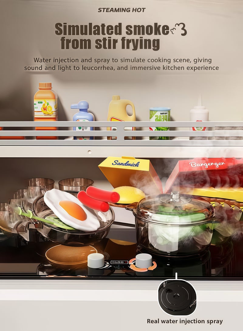 XiuWoo Kids Pretend Kitchen Toy,Kitchen Toy Set,82cm High Kitchen Playset for Kids,Separable Design Kids Pretend Kitchen Toys,Kitchen Pretend Play Toy Set Role Play Cookware Kitchen Playset Kitchen Accessories Toys Cooking Stove Steam with Realistic Lights, Sounds & Steam ,Male, Female, Baby, Child Cooking Simulation Kitchenware - Image 4
