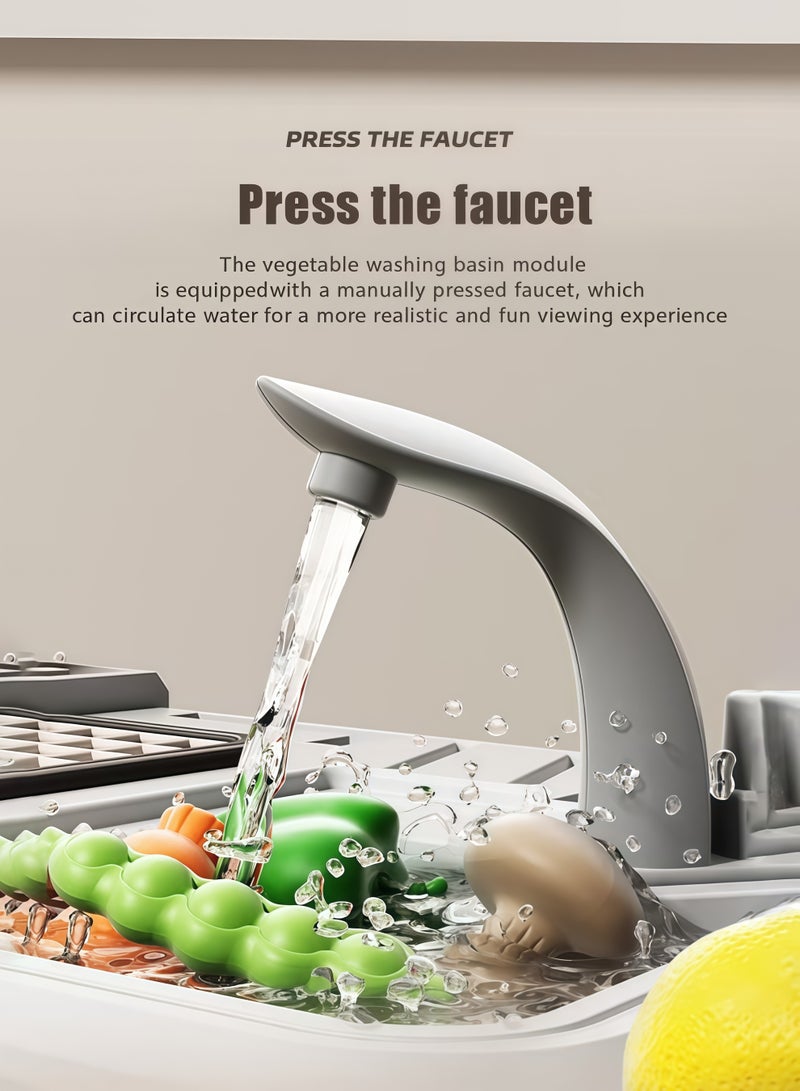 XiuWoo Kids Pretend Kitchen Toy,Kitchen Toy Set,82cm High Kitchen Playset for Kids,Separable Design Kids Pretend Kitchen Toys,Kitchen Pretend Play Toy Set Role Play Cookware Kitchen Playset Kitchen Accessories Toys Cooking Stove Steam with Realistic Lights, Sounds & Steam ,Male, Female, Baby, Child Cooking Simulation Kitchenware - Image 5