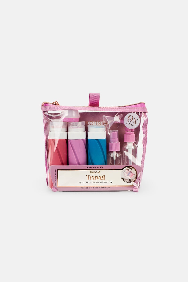 Kensie 9 Pcs Refillable Travel Bottle Set - Image 1