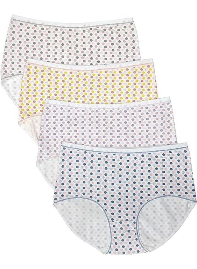 Love Bell Love Bell Premium Cotton Four-way stretch Panties - MULTIPACK - Regular and Plus Sizes - Classic Briefs for Women (UAE/KSA, Alpha, 3XL, Regular, Regular, Vibrant Polka - 4 PCS PACK)  - Image 1