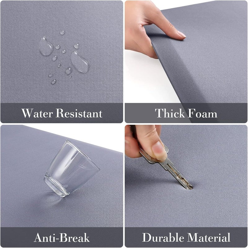 HappyTrends Kitchen Mat,17.3"x28"+17.3"x60" Grey, Cushioned Comfort Anti-Fatigue Waterproof Floor Mat Kitchen Rugs, Thick Perfect Ergonomic Foam Standing mat for Kitchen, Home, Office, Laundry - Image 4