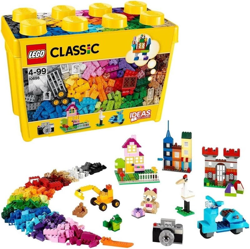 LEGO Classic Large Creative Brick Box Set, Building Toys for 4 Plus Year Old Kids, Creative Construction Kit with Windows, Doors, Wheels and a Green Baseplate, Ramadan Gift for Kids - 10698 - Image 1