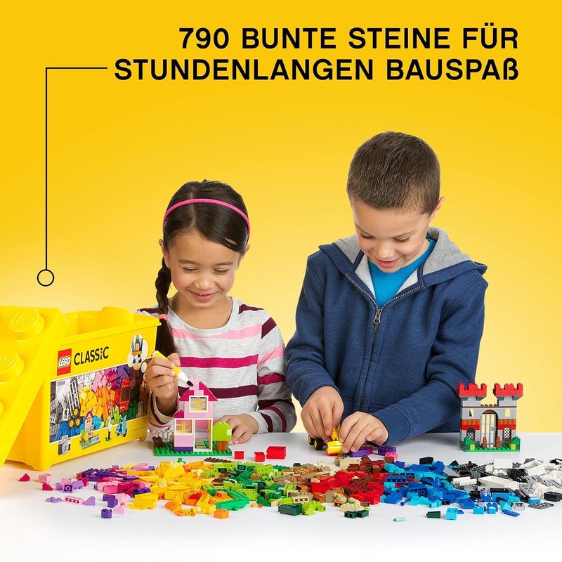 LEGO Classic Large Creative Brick Box Set, Building Toys for 4 Plus Year Old Kids, Creative Construction Kit with Windows, Doors, Wheels and a Green Baseplate, Ramadan Gift for Kids - 10698 - Image 3