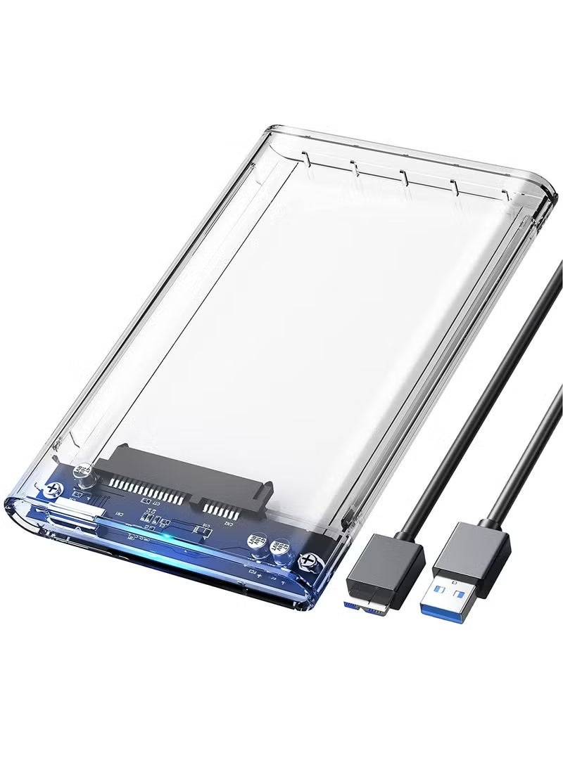 حاوية محرك الأقراص الصلبة الخارجية مقاس 2.5 بوصة USB 3.0 إلى SATA III حافظة القرص الصلب الشفاف الخالية من الأدوات لمحرك الأقراص الصلبة 2.5 بوصة 7 مم 9.5 ملم SATA HDD SSD MAX 6TB دعم UASP - Image 1
