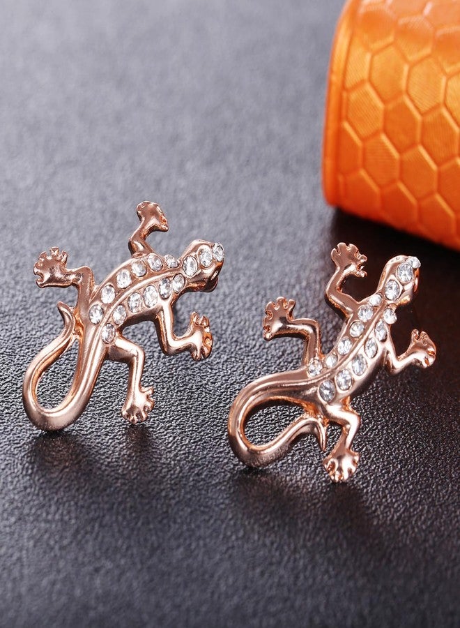 Vientiq Gold-Plated Crystal Lizard Earrings - Image 3