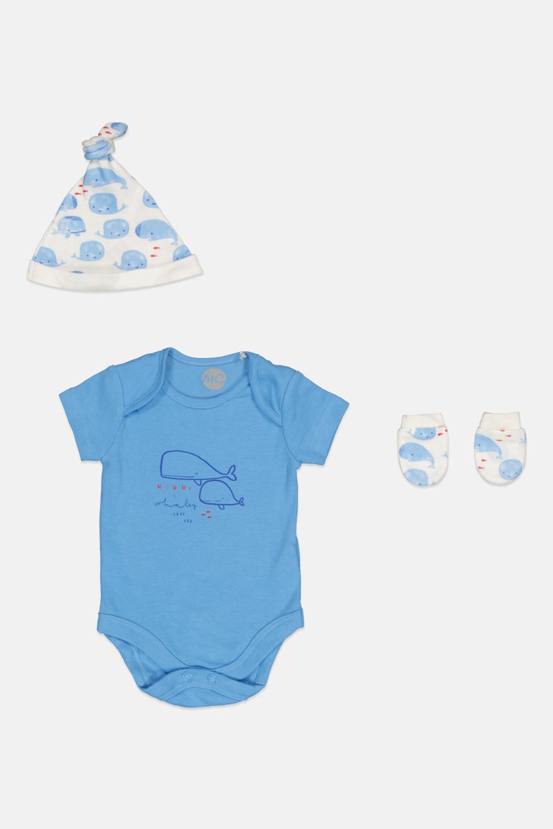 mothercare Toddlers Girl 3 Pieces Graphic Print Bodysuit, Cap And Socks Set, Multicolor - Image 1