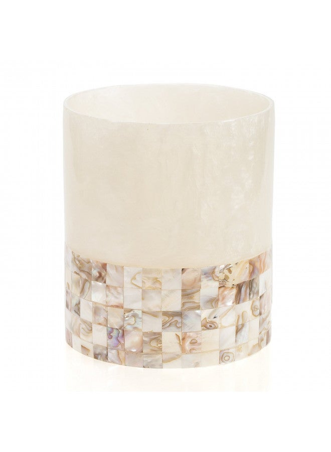 Creative Scents Milano Small Bathroom Trash Can - Decorative Bathroom Wastebasket with Beautiful Mother of Pearl Shells; Modern Round Waste Basket for Bathroom, Bedroom Or Living Room (Milano Collection) - Image 1