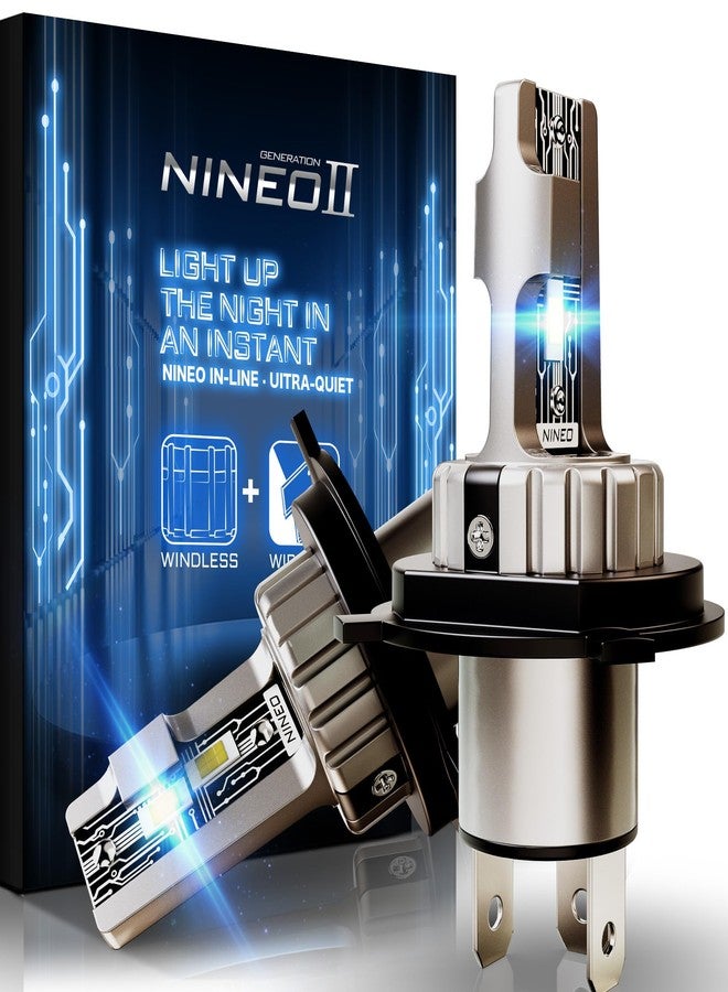 NINEO H4 LED FOG BULBS, 60W 12000LM 300% Super Bright 9003 Light Winless Wireless In-Line Halogen Replacement (Pack of 2) - Image 1