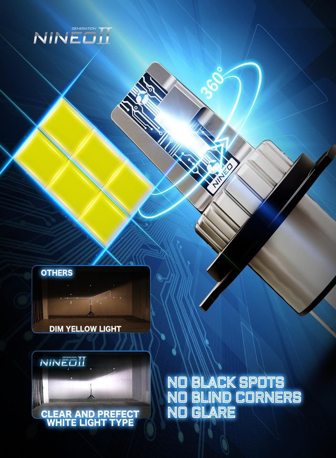 NINEO H4 LED FOG BULBS, 60W 12000LM 300% Super Bright 9003 Light Winless Wireless In-Line Halogen Replacement (Pack of 2) - Image 5