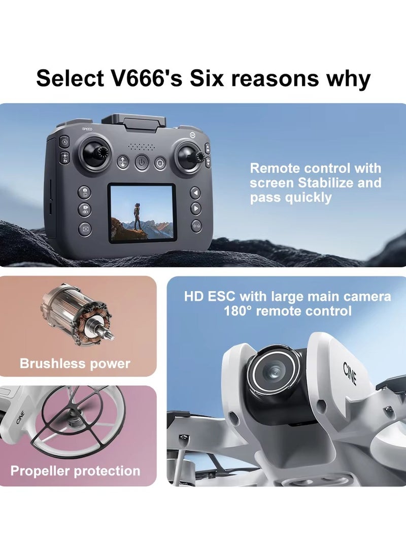 WiFi FPV Drone with LCD Screen Controller – Dual HD 480P Camera, Brushless Motors, 3-Way Obstacle Avoidance, Optical Flow Hover, Auto Path Flight, 360° Flip, Altitude Hold, LED Lights – RC Quadcopter Toy for Kids & Beginners (12 Min Flight, 200m Range, 6-Axis Gyro)
